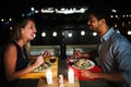 Beautiful couple in love having romantic dinner at night Royalty Free Stock Photo