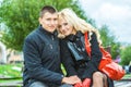 Beautiful couple in love sitting Royalty Free Stock Photo