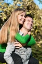 Beautiful couple portrait smiling outdoors Royalty Free Stock Photo