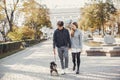 Beautiful couple spend time in a summer city Royalty Free Stock Photo