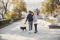 Beautiful couple spend time in a summer city Royalty Free Stock Photo