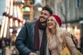 Beautiful Couple Spending Time Together at Christmas Royalty Free Stock Photo