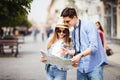 Beautiful couple traveling and sightseeing in new city Royalty Free Stock Photo