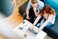 Beautiful couple working on laptop Royalty Free Stock Photo