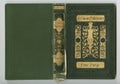 Beautiful cover of a vintage book with gold floral frame an blank label for your text.
