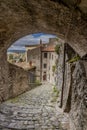 A beautiful covered walkway in the historic center of Bolsena, Italy