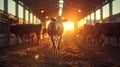 Beautiful cow in farm house. Farming, environmental and food supply concept Royalty Free Stock Photo