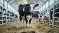 Beautiful cow in farm house. Farming, environmental and food supply concept Royalty Free Stock Photo