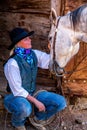 Beautiful Cowgirl in Western Scene Royalty Free Stock Photo