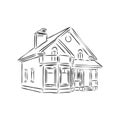 Beautiful cozy house, built house realistic vector sketch illustration