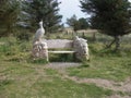 Beautiful Craftsmanship - Carved Wooden Bench in Newburgh, Aberdeenshire Royalty Free Stock Photo