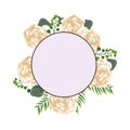 Beautiful cream flowers in circular frame