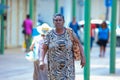 Beautiful Creole Women in the traditional dress on the Guadeloupe street