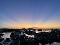 Crepuscular Ray at Cheung chau Typhoon Shelter in Hong Kong