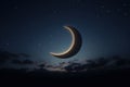 Beautiful crescent moon in the night sky