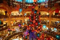 Beautiful Cristmas decorations at the department store Galleries de Lafayette in Paris