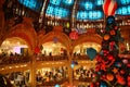 Beautiful Cristmas decorations at the department store Galleries de Lafayette in Paris