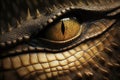 Beautiful crocodile eye with textured skin on a macro shot. AI generated