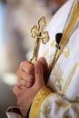 Beautiful cross in priest hands