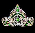 beautiful crown, tiara tiara with gems and pea Royalty Free Stock Photo
