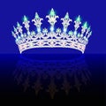 Beautiful crown, tiara tiara with gems and pea Royalty Free Stock Photo