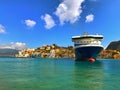 Beautiful cruise liner. Ferry boat. Greece. Royalty Free Stock Photo