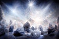 Beautiful crystal abstract background, light heaven cristals