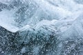 Beautiful crystal blue ice with bubbled structure Royalty Free Stock Photo