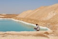 The beautiful blue salt lakes in Siwa oasis in Egypt