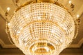 Beautiful crystal chandelier in ball room Royalty Free Stock Photo