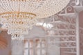 Beautiful crystal chandelier close up in the room Royalty Free Stock Photo