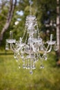 Beautiful crystal chandelier outdoor.