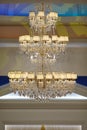 Beautiful crystal chandelier in a room Royalty Free Stock Photo