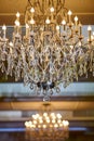 Beautiful crystal chandelier in a room Royalty Free Stock Photo