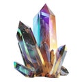 Beautiful crystal 3d rendering side view isolate