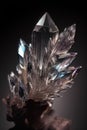 Beautiful crystal on a dark background. 3d rendering, 3d illustration.