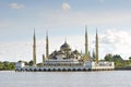 Beautiful crystal mosque with blue sky and clouds at Terengganu, Malaysia