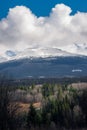 Mountains, Clouds, Forests in early Spring Royalty Free Stock Photo