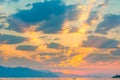 Beautiful cumulus clouds over the sea Royalty Free Stock Photo