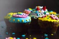 Beautiful cupcakes colorful decorations Royalty Free Stock Photo