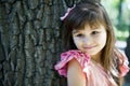 Beautiful curious girl in a park