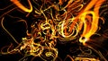 Beautiful curls. 3d render. Abstract beautiful background of glowing yellow flow of lines made of particles. Lines form