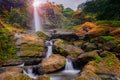 Beautiful `Curug Sewu` waterfall in the tropical forests of the Bruno region, Purworejo, Indonesia