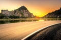 Beautiful Curve Road Beutiful Sunset Mountains Background Royalty Free Stock Photo