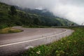 Beautiful curve road on fog mountain nature landscape Royalty Free Stock Photo