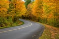 Beautiful Curved Country Road during Fall Season in Gatineau Park Quebec Canada Royalty Free Stock Photo
