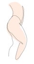 Beautiful curvy female body one line art illustration. Minimalistic linear female figure.