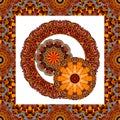 Beautiful cushion with flower - manadalas and ornamental frame. Royalty Free Stock Photo