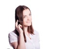 Beautiful customer service operator woman with headset Royalty Free Stock Photo