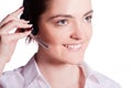 Beautiful customer service operator woman with headset Royalty Free Stock Photo